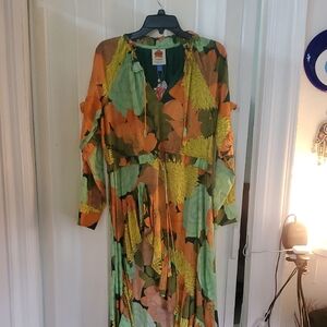 Anthropologie Multicolor Leaf Print Dress